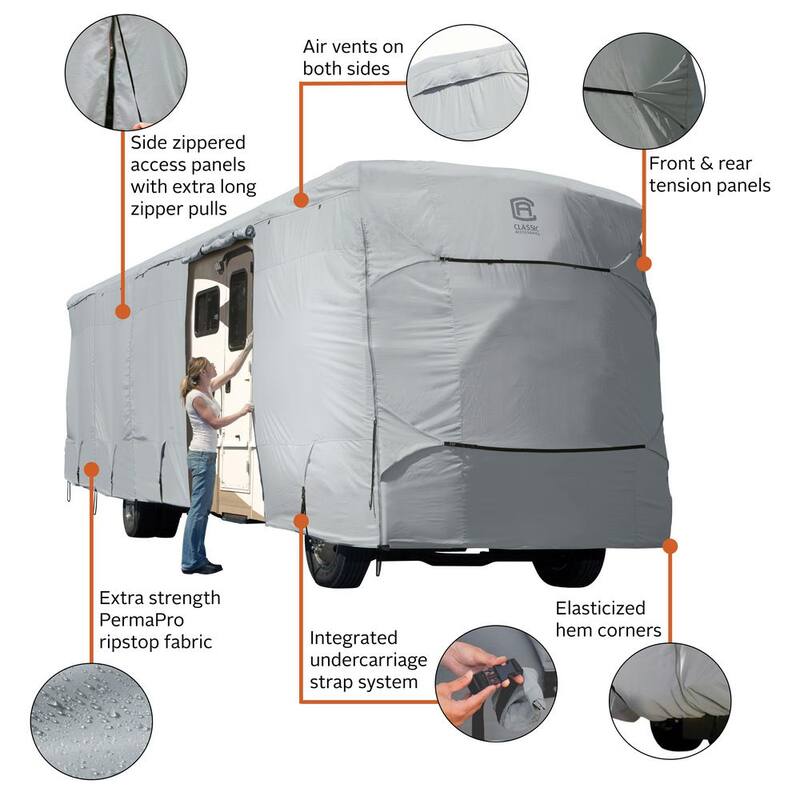 Classic Accessories PermaPRO 408 in. L x 105 in. W x 116 in. H Deluxe Class A RV Cover - 80-330-181001-RT