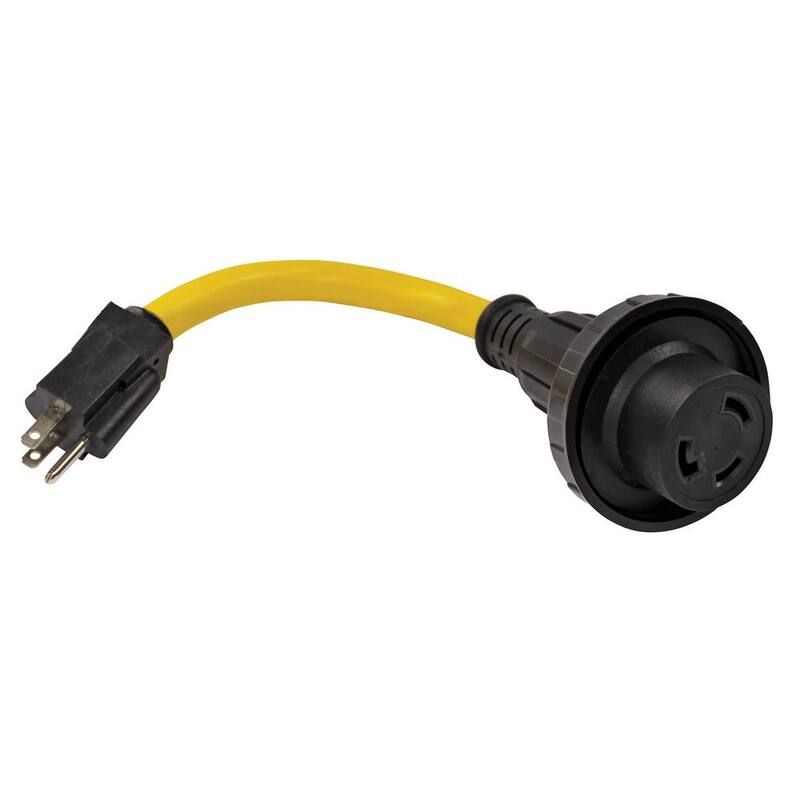 Quick Products 12 in. Twist Lock Adapter Cord 15 Amp Male to 30 Amp Twist Lock - QP-15M30T012