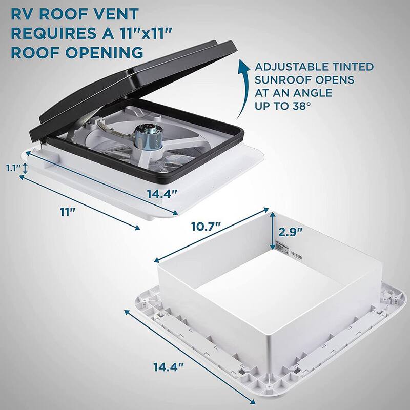 HIKE CREW 11 in. Manual RV Roof Vent Fan with Reversible Airflow Button - HCRVF11S