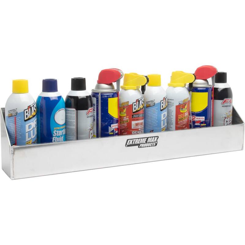 Extreme Max Aluminum Aerosol Storage Shelf for Enclosed Trailer Shop Garage Storage 8-Can Capacity, Silver - 5001.6194