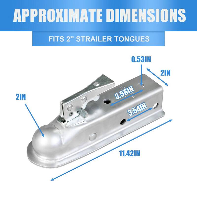 Big Red Straight Trailer Tongue Coupler for 2 in. Channel and 2 in. Hitch Ball, Durable Finish, 3,500 lbs. Capacity - ATRHCL004R