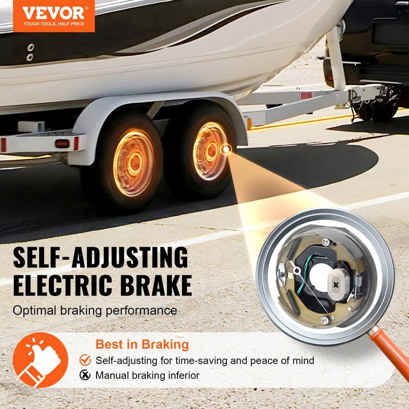 VEVOR Trailer Hub Drum Kits 5 on 4.5 in. B.C. with 10 in. x 2.25 in. Electric Brakes, Self-Adjusting Trailer Brake Assembly - TCDZCC10225YXT7IHV9-730