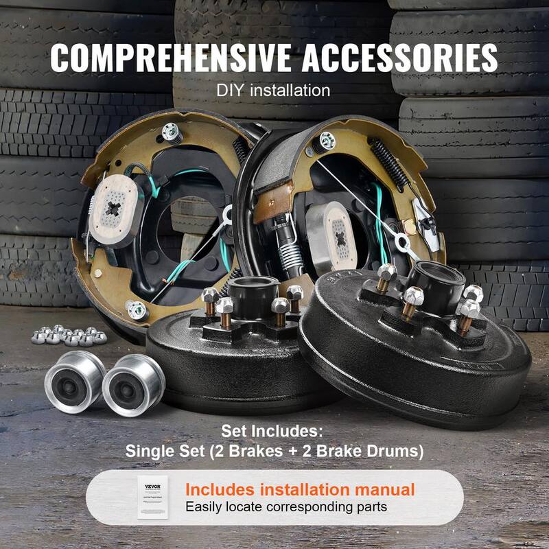 VEVOR Trailer Hub Drum Kits 5 on 4.5 in. B.C. with 10 in. x 2.25 in. Electric Brakes, Self-Adjusting Trailer Brake Assembly - TCDZCC10225YXT7IHV9-730