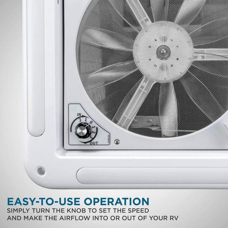 HIKE CREW 3.75 in. x 14 in. Manual RV Roof Vent Fan with 3-Speeds and LED Light - White - HCRVF14WLW