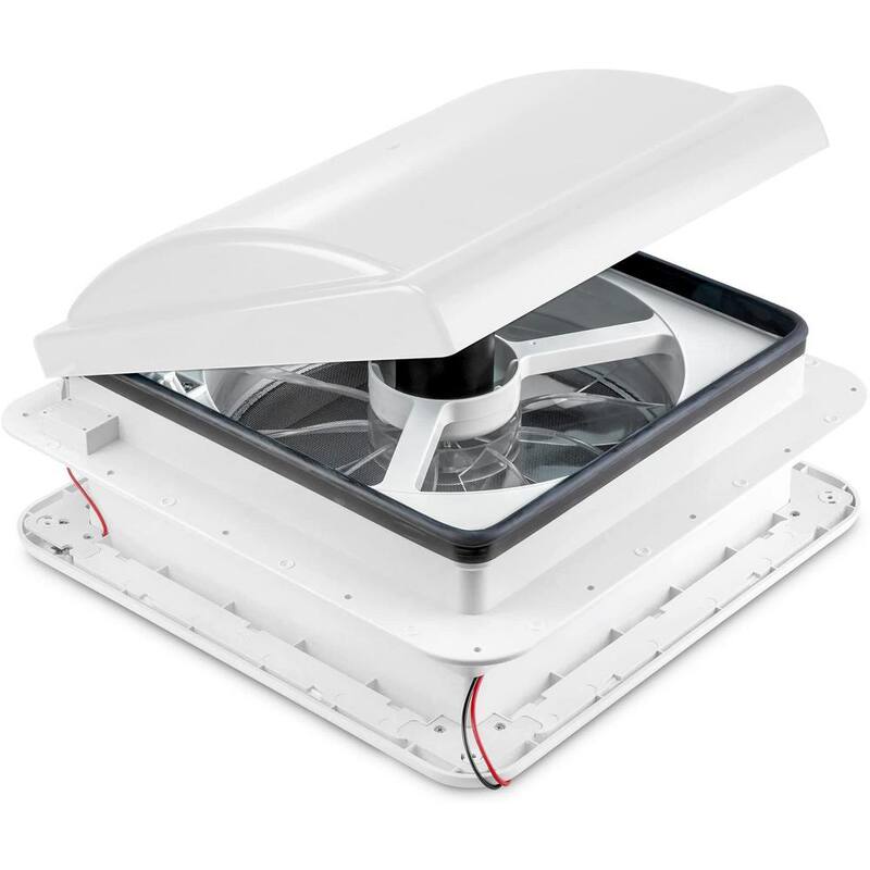 HIKE CREW 3.75 in. x 14 in. Manual RV Roof Vent Fan with 3-Speeds and LED Light - White - HCRVF14WLW