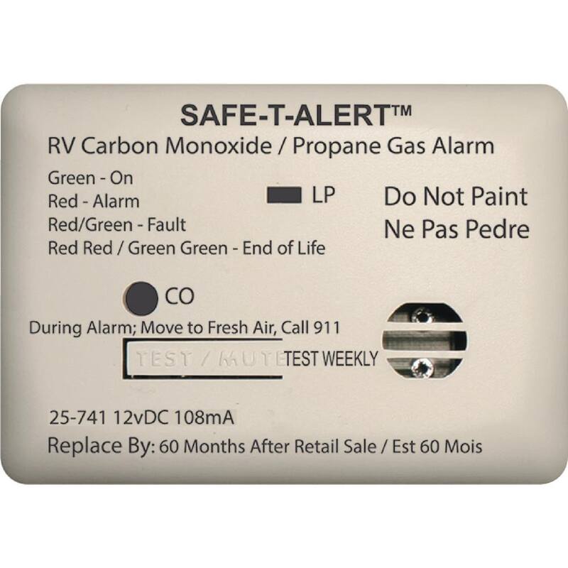 MTI Industries 25 Series 12-Volt Safe-T-Alert Mini RV Dual Carbon Monoxide/Propane Alarm in White - 25-741-WT