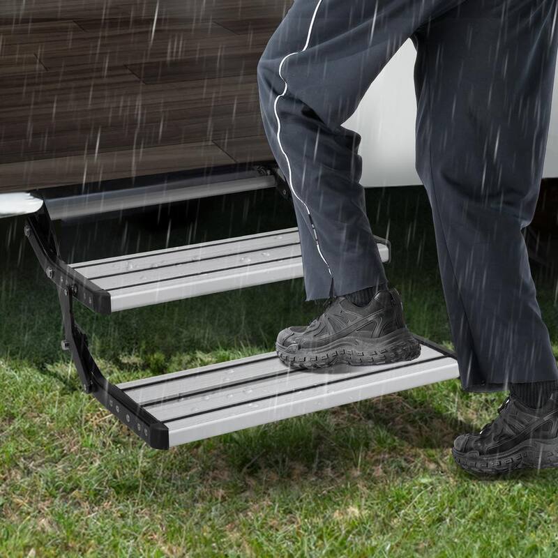 VEVOR RV Steps 2-Step Manual Retractable RV Stairs Foldable 440 LBS Load Capacity Aluminum Alloy Steps Thickened Steel Plate - FCBTZDKZDKSDNVHFTV0
