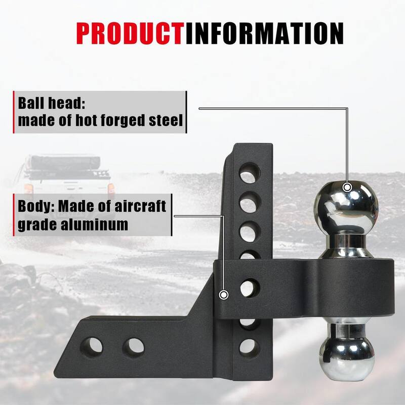 Big Red Adjustable Trailer Towing Hitch and Ball Mount: Fit 2 in. and 2.3 in. Ball Receivers, 6 in. Drop and Rise 10,000 lbs. - ATRFH0086R