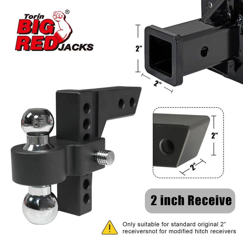 Big Red Adjustable Trailer Towing Hitch and Ball Mount: Fit 2 in. and 2.3 in. Ball Receivers, 6 in. Drop and Rise 10,000 lbs. - ATRFH0086R