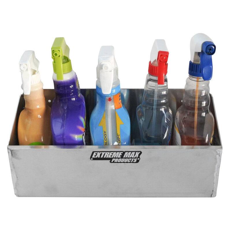 Extreme Max Aluminum Spray Bottle Shelf for Enclosed Trailer Shop Garage Storage - Holds Four 1 Qt. (32 oz.) Spray Bottles - 5001.6105