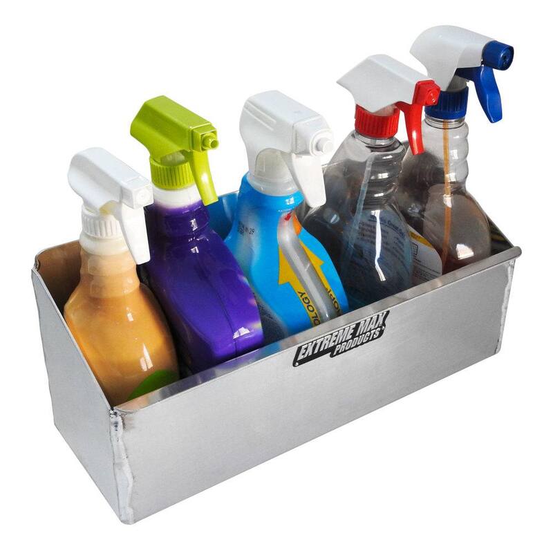 Extreme Max Aluminum Spray Bottle Shelf for Enclosed Trailer Shop Garage Storage - Holds Four 1 Qt. (32 oz.) Spray Bottles - 5001.6105