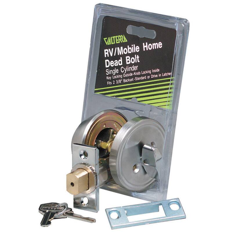 Valterra 3 Way Universal Single Cylinder RV Lock Unlock Deadbolt in Stainless Steel - L32CS3008