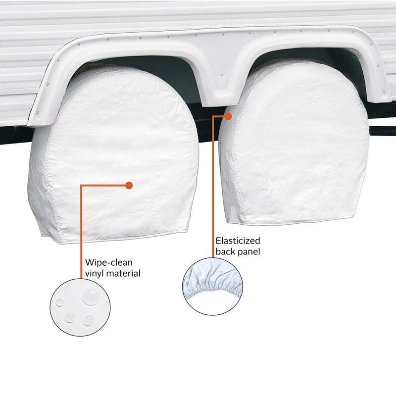 Classic Accessories White RV Wheel Cover, 33" - 36" Diameter, 9" Tire Width - 76280