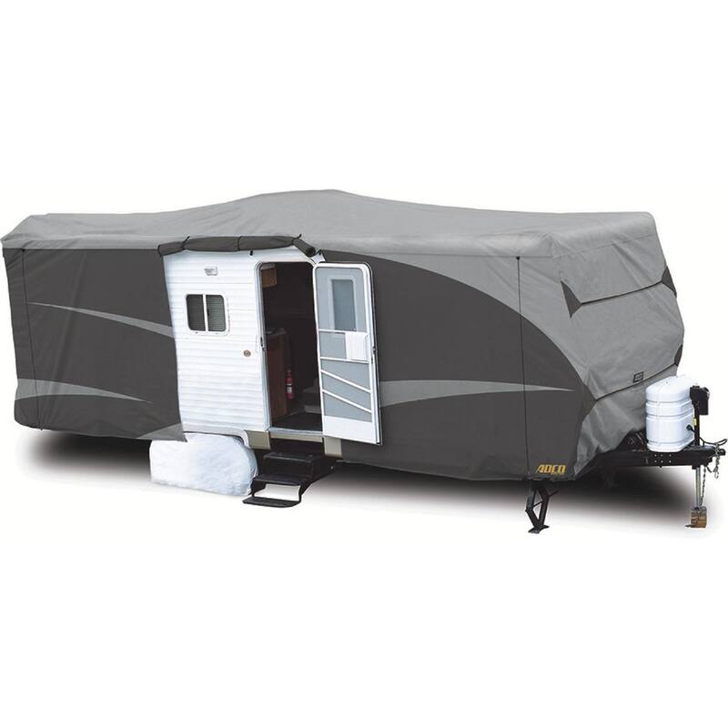 ADCO Travel Trailer Designer Series RV Cover, Gray SFS AquaShed Top/Gray Polypropylene Sides - 52247