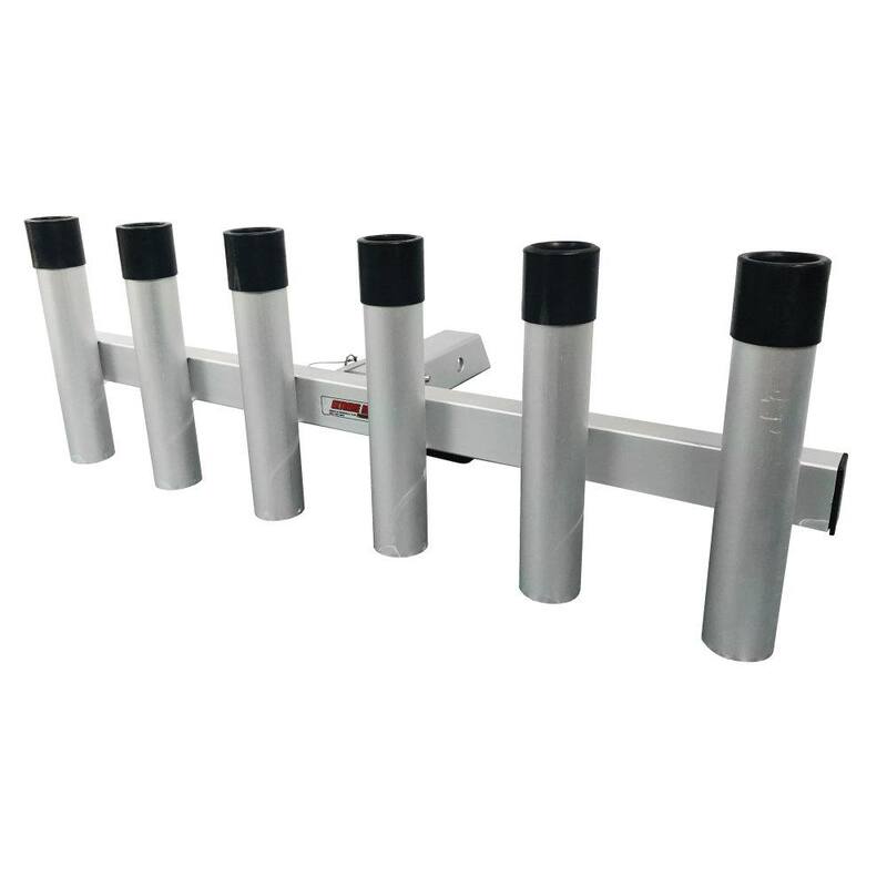 Extreme Max Aluminum Pivoting Fishing Rod Holder for 2 in. Hitch Receivers - 6-Rod Capacity - 3005.4275