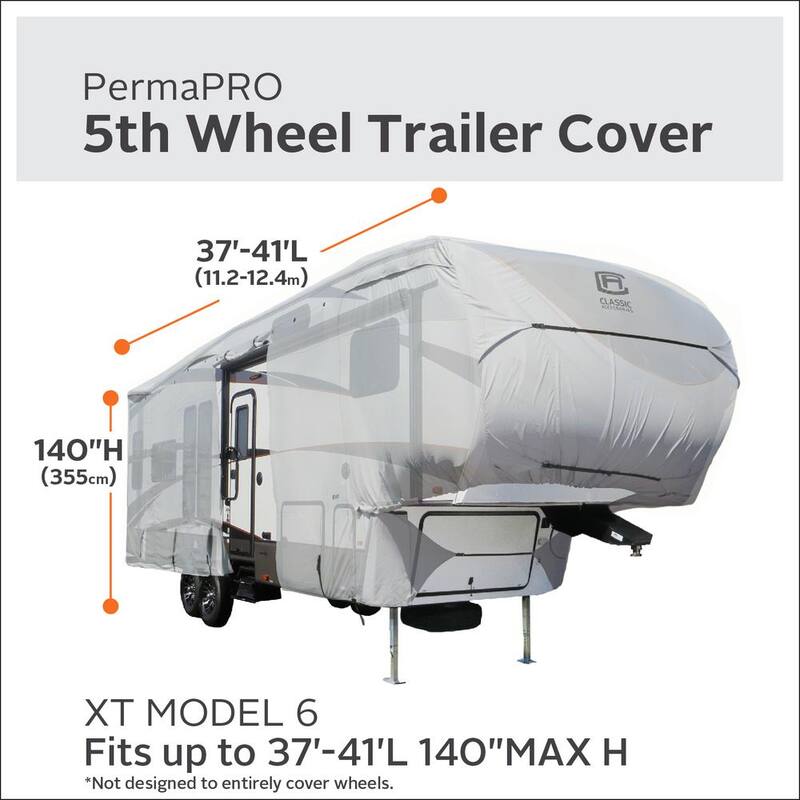 Classic Accessories Over Drive PermaPRO Extra Tall 5th Wheel Trailer Cover, Fits 37 ft. - 41 ft. RVs - 80-187-191001-00
