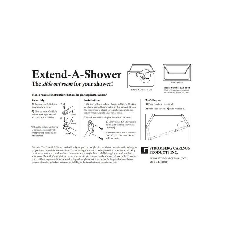 Stromberg Carlson Products RV Extend-A-Shower For 35 in. to 42 in. Openings - White - EXT-3542