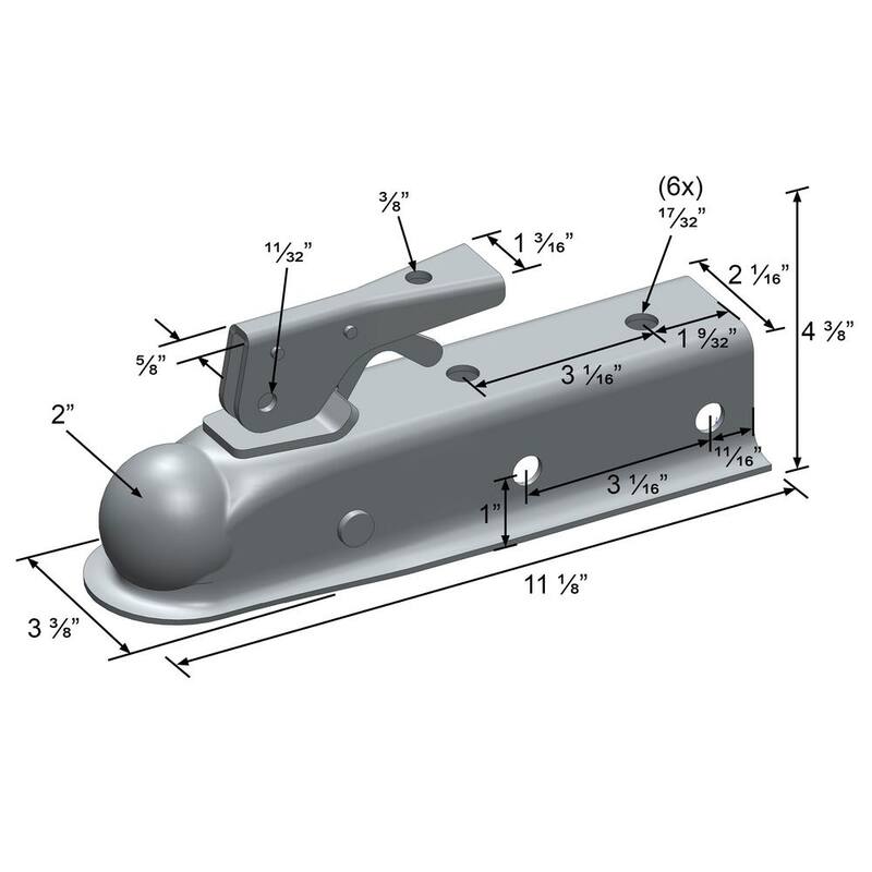 Quick Products Zinc Trigger-Style Trailer Coupler - 2 in. Ball, 2 in. Channel - 3,500 lbs. - QP-HS3023Z