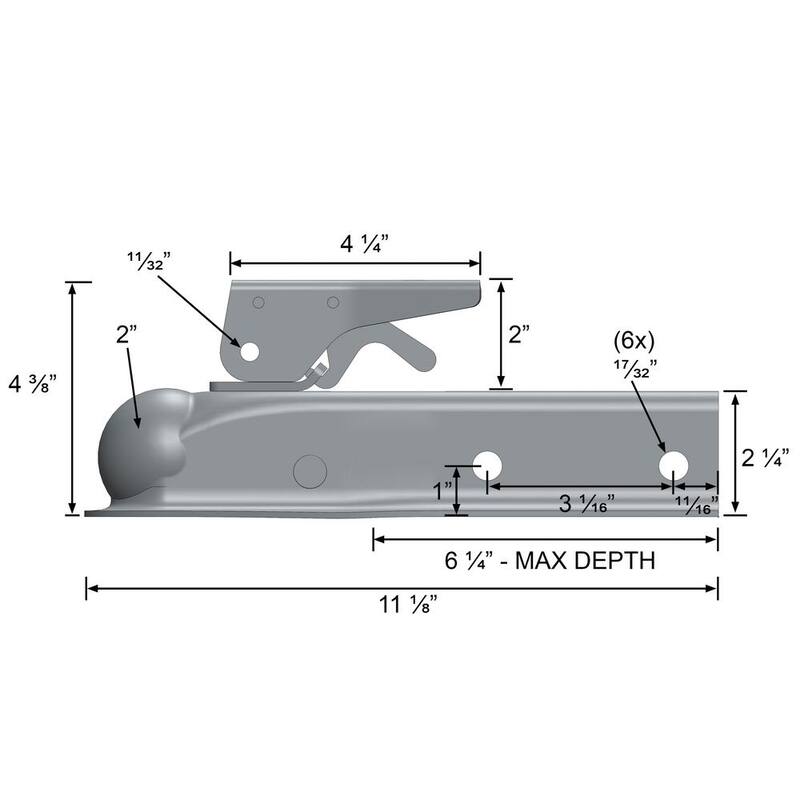 Quick Products Zinc Trigger-Style Trailer Coupler - 2 in. Ball, 2 in. Channel - 3,500 lbs. - QP-HS3023Z