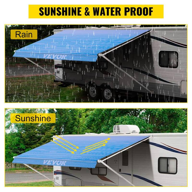 VEVOR RV Awning 16 ft. Camper Awning Fabric 15 oz. Vinyl Trailer Awning Canopy Patio Camping Car Awning - ZYSRV62416JBL0001V0