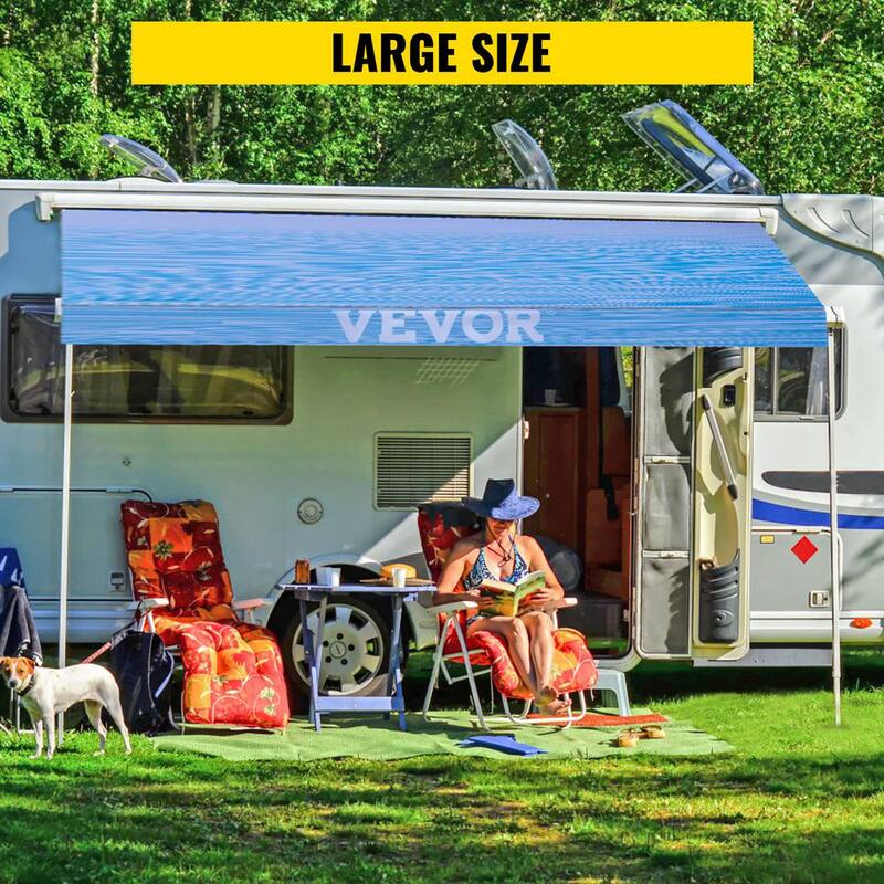 VEVOR RV Awning 16 ft. Camper Awning Fabric 15 oz. Vinyl Trailer Awning Canopy Patio Camping Car Awning - ZYSRV62416JBL0001V0