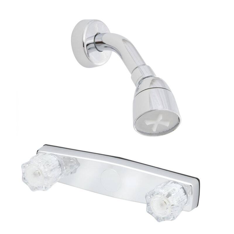 American Brass RV Metal Shower Valve with Crystal Handles and Shower Head - 8 in., Chrome - J59