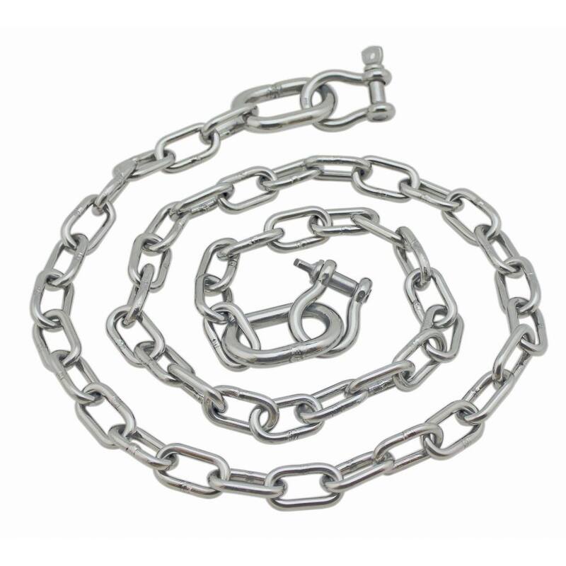 Extreme Max BoatTector 3/16 in. x 4 ft. Stainless Steel Anchor Chain with 1/4 in. Shackles - 3006.6575