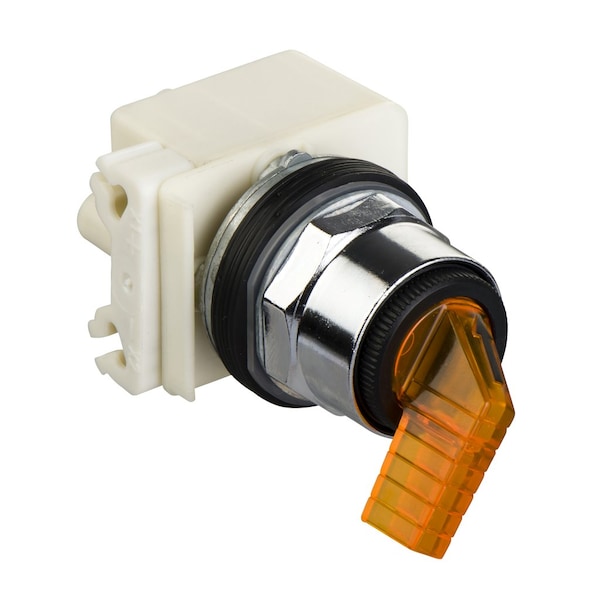 Cabeza de interruptor selector iluminado Schneider Electric, Harmony 9001K, metal, mango largo, color ámbar, 30mm, 2 posiciones, mantenerse en su lugar, LED amarillo, 24-28V - 9001K11J35LYFA