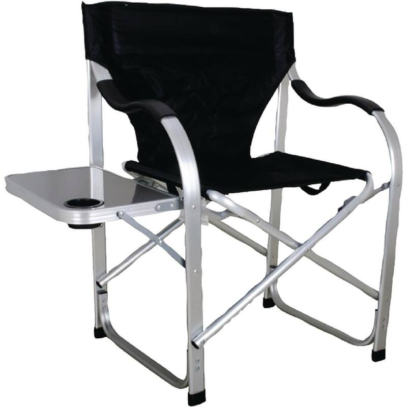 Ming's Mark Stylish Camping Heavy Duty Folding Camping Black Director Chair with Side Table - SL1214-BLACK