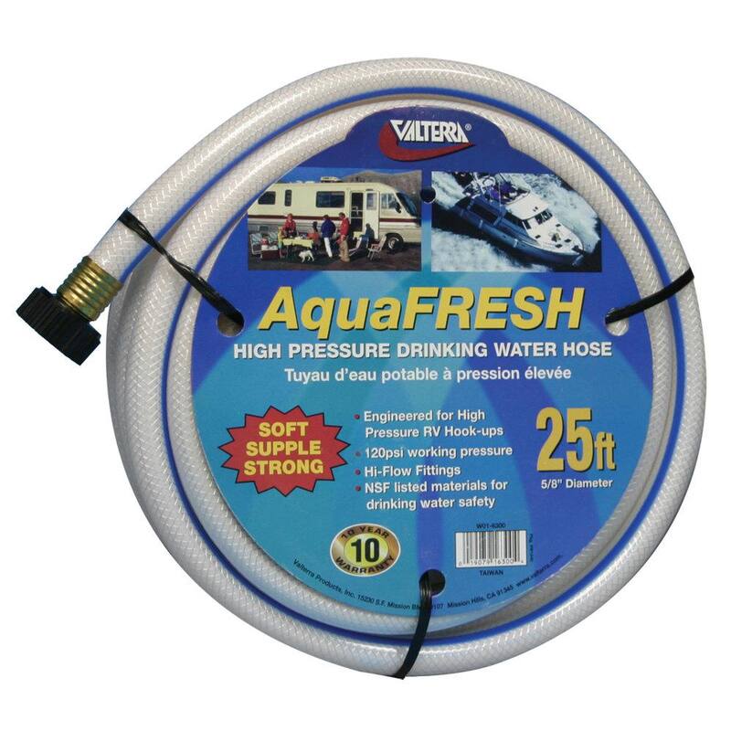 Valterra AquaFresh High Pressure Drinking Water Hose - 5/8" x 25', White - W01-6300