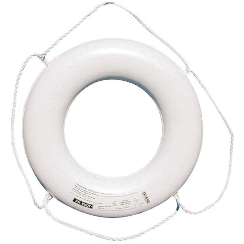 Jim-Buoy 24 in. U.S.C.G. Approved JBX-Series Life Ring in White - JBW-X-24