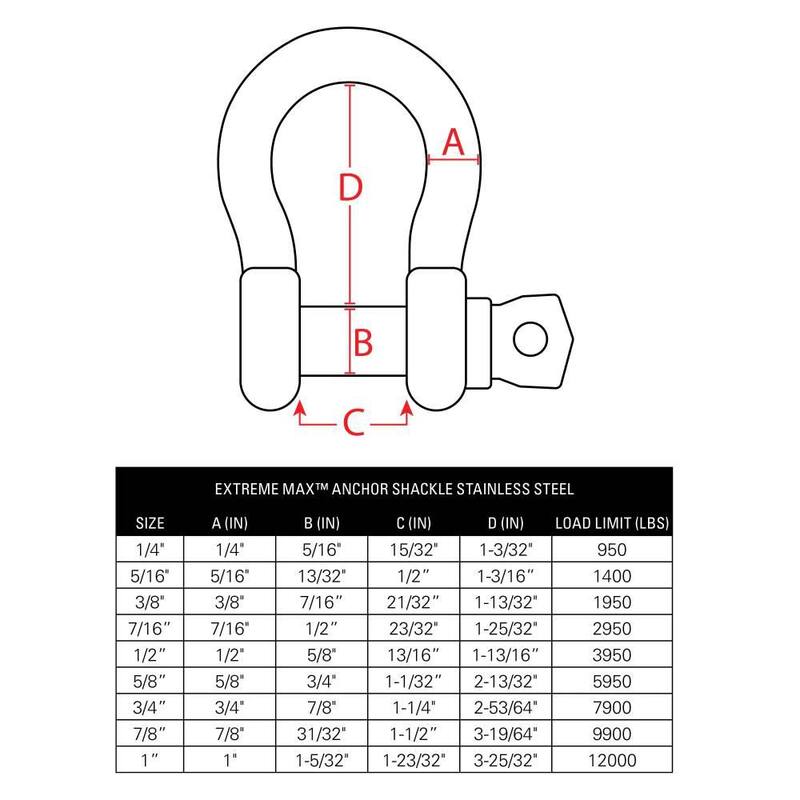 Extreme Max BoatTector Stainless Steel Anchor Shackle - 1/2", 4-Pack - 3006.8324.4