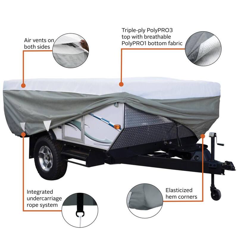 Classic Accessories PolyPro3 14 to 16 ft. Folding Camping Trailer Cover - 80-041-173106-00