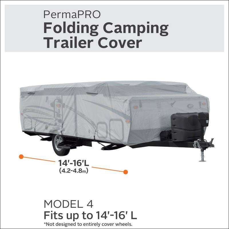 Classic Accessories Over Drive PermaPRO Folding Camping Trailer Cover, Fits 14 ft. - 16 ft. L Trailers - 80-404-171001-RT