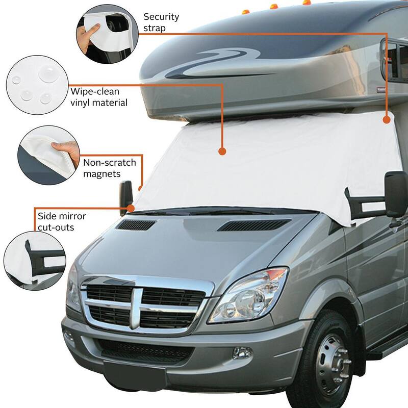 Classic Accessories Overdrive RV Windshield Cover for Ford Transit 16 to Current in White - 80-418-222801-RT