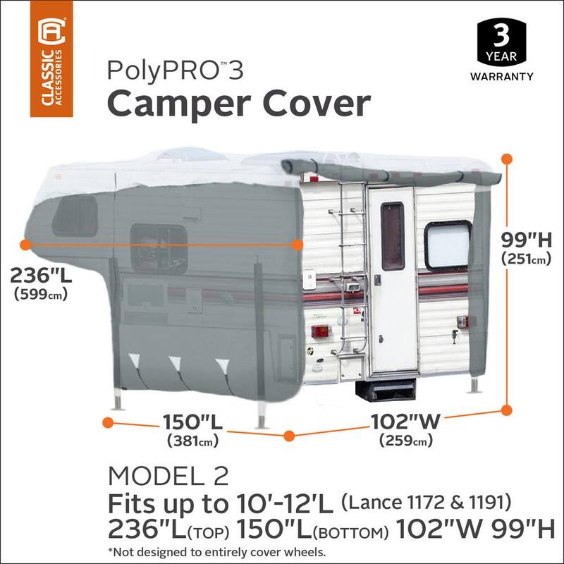 Classic Accessories Over Drive PolyPRO3 Camper Cover, Fits 10 ft. - 12 ft. Campers - 80-037-153101-00