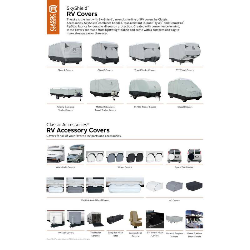 Classic Accessories SkyShield 156 in. L x 88 in. W x 42 in. H Folding RV Camper Cover - 80-468-153101-EX