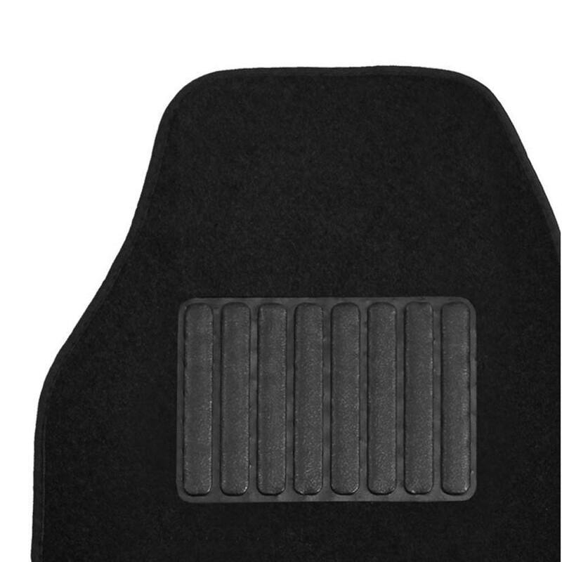 FH Group Black 3-Row Universal Premium Soft Carpet Floor Mats with Striped Heel Pad Floor Liners - Full Set - DMF14406BLK3ROW