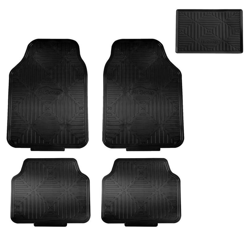 FH Group Metallic Black Non Slip 4 Pieces 29 in. x 18 in. Rubber Backing Car Floor Mats - DMF14410BLACK