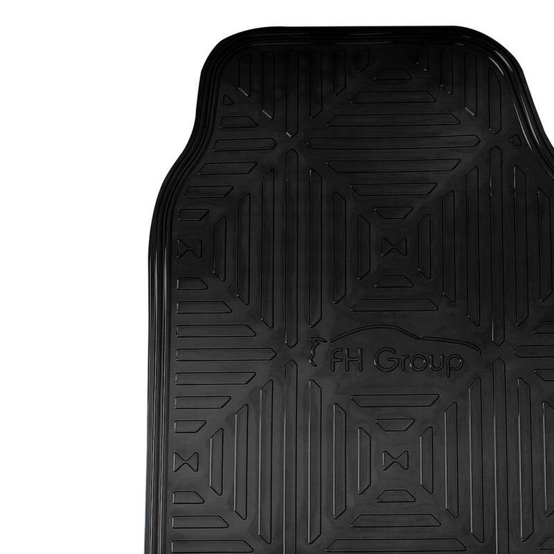 FH Group Metallic Black Non Slip 4 Pieces 29 in. x 18 in. Rubber Backing Car Floor Mats - DMF14410BLACK