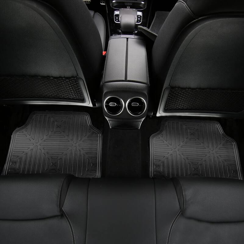 FH Group Metallic Black Non Slip 4 Pieces 29 in. x 18 in. Rubber Backing Car Floor Mats - DMF14410BLACK