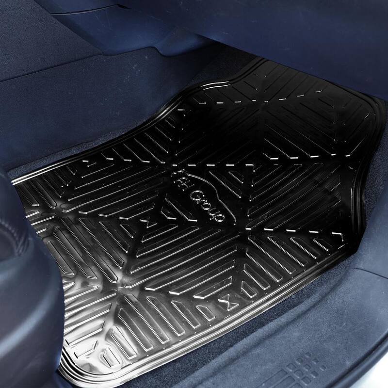 FH Group Metallic Black Non Slip 4 Pieces 29 in. x 18 in. Rubber Backing Car Floor Mats - DMF14410BLACK