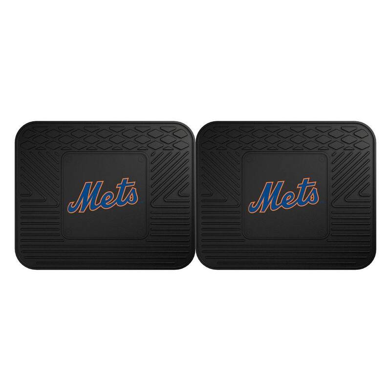 FANMATS MLB New York Mets Black Heavy Duty 2-Piece 14 in. x 17 in. Vinyl Utility Mat - 12321