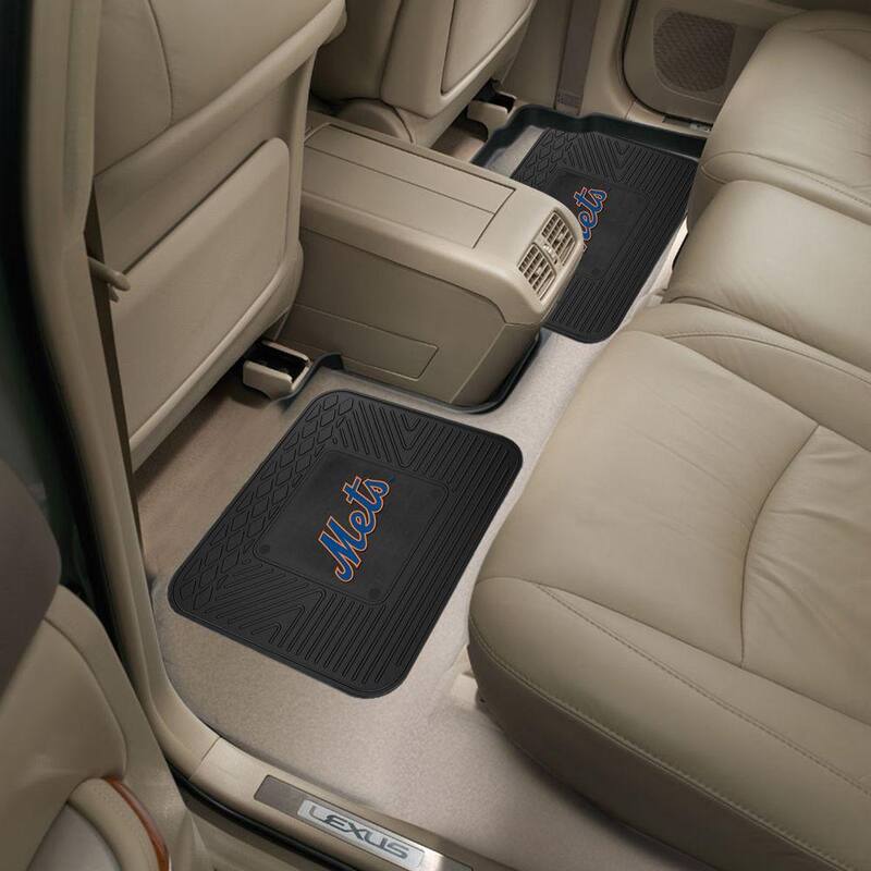 FANMATS MLB New York Mets Black Heavy Duty 2-Piece 14 in. x 17 in. Vinyl Utility Mat - 12321