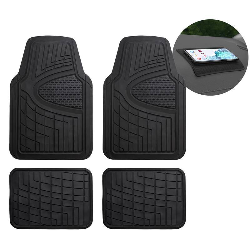 FH Group Black 4-Piece Premium Liners Tall Channel Trimmable Rubber Car Floor Mats - Full Set - DMF11311BLACK