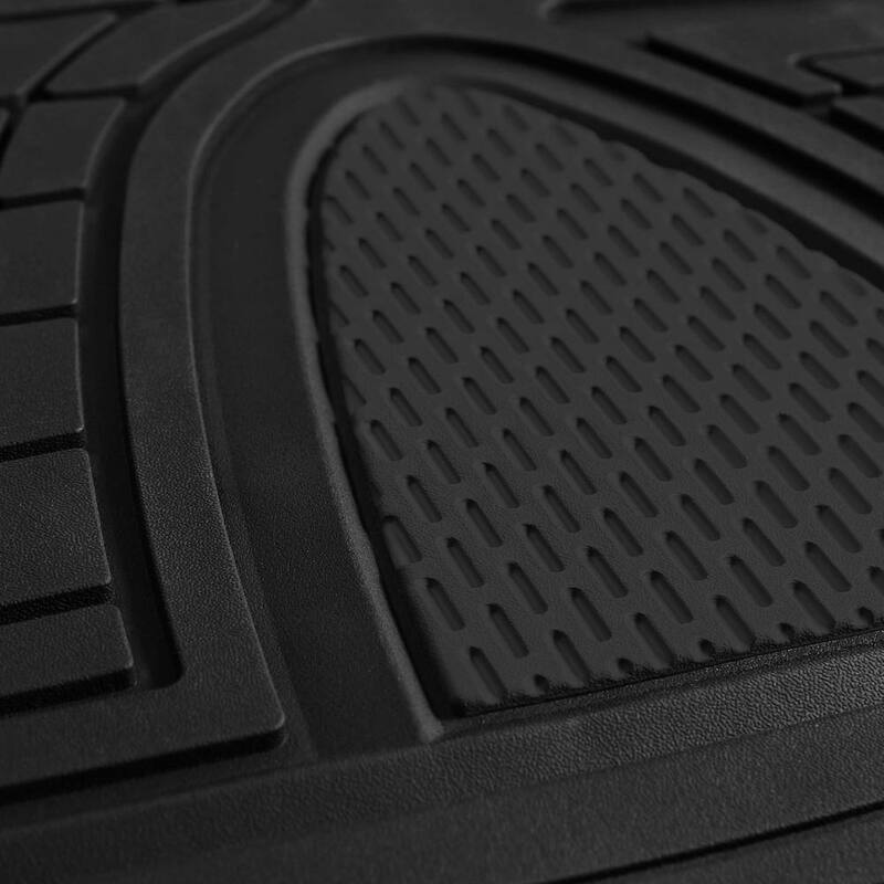 FH Group Black 4-Piece Premium Liners Tall Channel Trimmable Rubber Car Floor Mats - Full Set - DMF11311BLACK