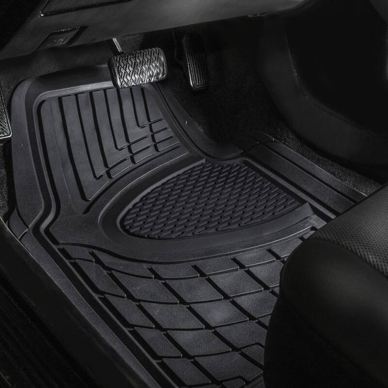 FH Group Black 4-Piece Premium Liners Tall Channel Trimmable Rubber Car Floor Mats - Full Set - DMF11311BLACK