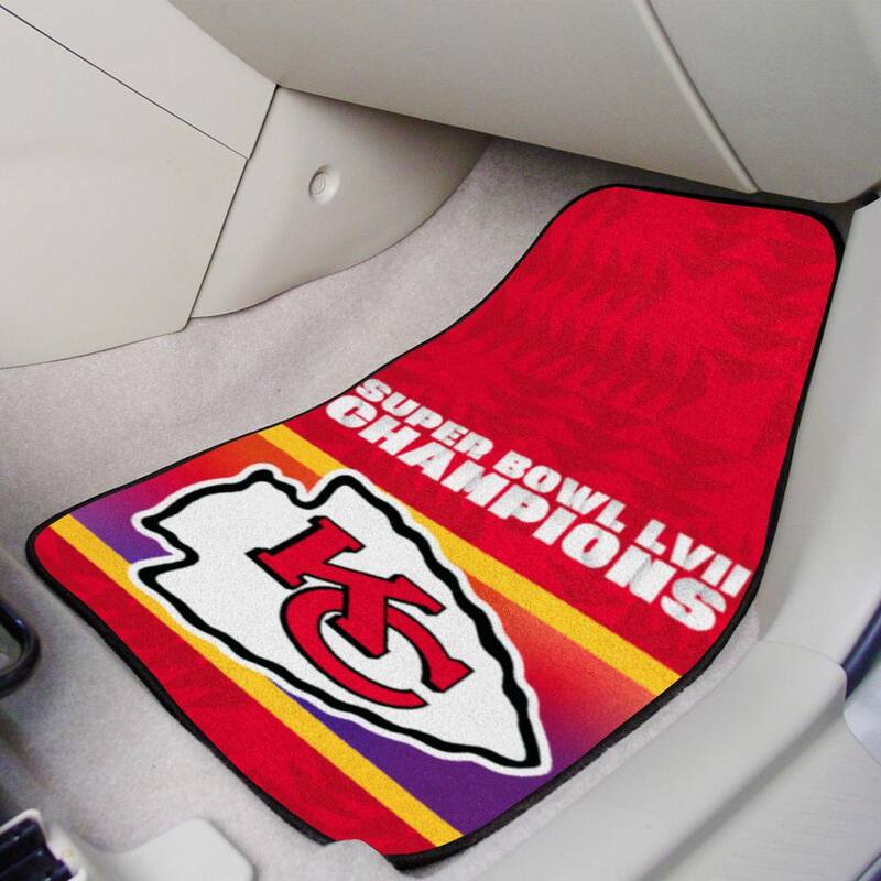 FANMATS Kansas City Chiefs Super Bowl LVII Champions Front Nylon Carpet Car Mat Set - 2 Pieces - 38879