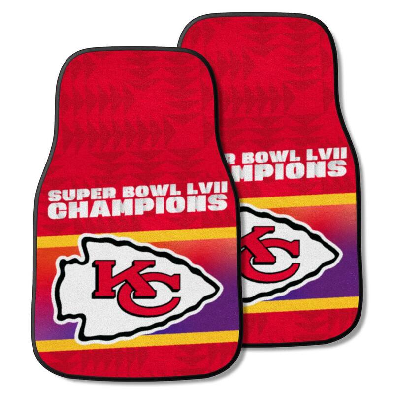 FANMATS Kansas City Chiefs Super Bowl LVII Champions Front Nylon Carpet Car Mat Set - 2 Pieces - 38879