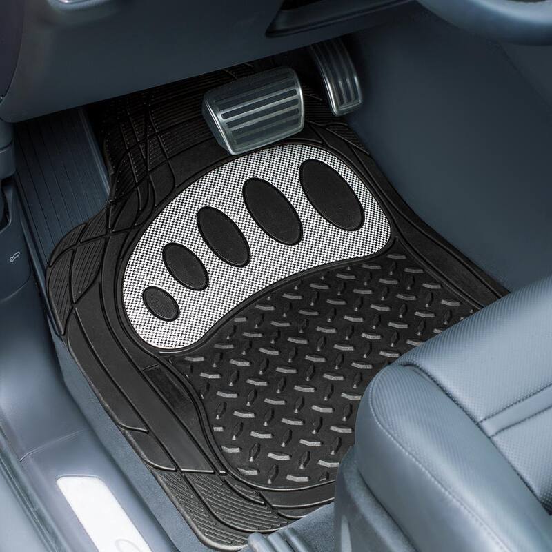 FH Group Trimmable ClimaProof Rubber Floor Mats with Footprint Design - Full Set (4-Piece) - DMF11310WHITE